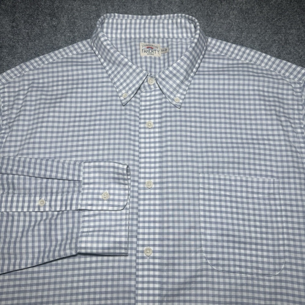 Faherty Reserve The Movement Button Down Shirt Men 2XL White Gray Plaid XXL